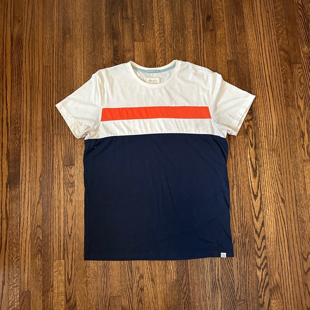 Marine Layer Size Medium Colorblock T Shirt Blue and White